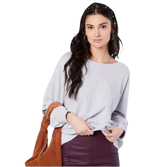 Free People Tops - NWT Free People We The People Oversized Large Lightweight Sweatshirt Pur…
